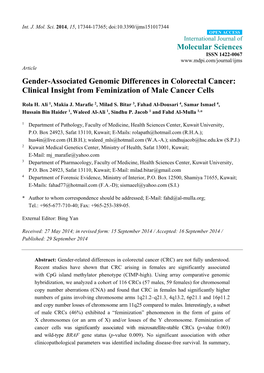 Gender-Associated Genomic Differences in Colorectal Cancer: Clinical Insight from Feminization of Male Cancer Cells