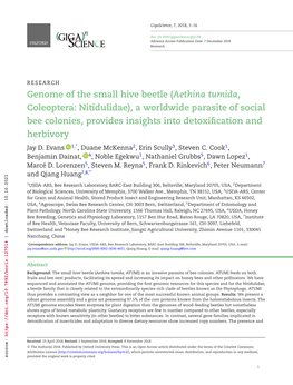 Genome of the Small Hive Beetle (Aethina Tumida, 2004;32(5):1792–7