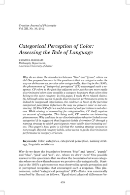 Categorical Perception of Color: Assessing the Role of Language