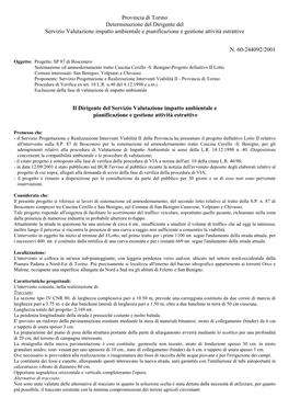 Provincia Di Torino Determinazione Del Dirigente Del Servizio Valutazione Impatto Ambientale E Pianificazione E Gestione Attività Estrattive