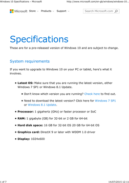 Windows 10 Specifications \226 Microsoft