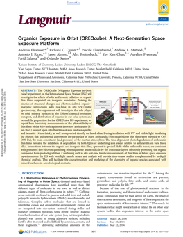 Organics Exposure in Orbit (Oreocube): a Next-Generation Space Exposure Platform Andreas Elsaesser,*,† Richard C