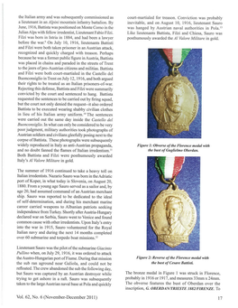 Vol. 62, No. 6 (November-December 2011) 17 the Left of Oberdan Is the Pike That Appears on the Trieste Coat of Arms