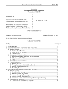 Federal Communications Commission DA 14-1862 Before