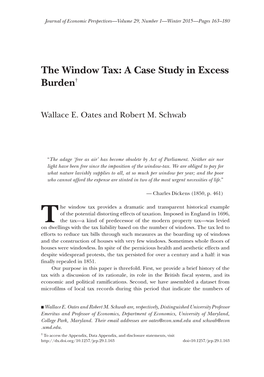 The Window Tax: a Case Study in Excess Burden†
