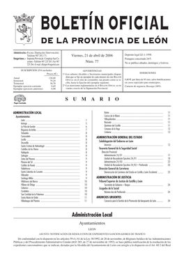 Boletín Oficial De La Provincia De León