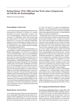 Roland Rainer 1910-2004 Und Das Werk Seiner Zeitgenossen Als Fall Für Die Denkmalpflege