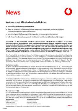 Vodafone Bringt 5G in Den Landkreis Heilbronn