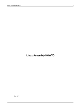 Linux Assembly HOWTO I