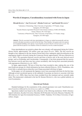 Weevils (Coleoptera, Curculionoidea) Associated with Ferns in Japan