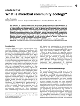 PERSPECTIVE What Is Microbial Community Ecology?