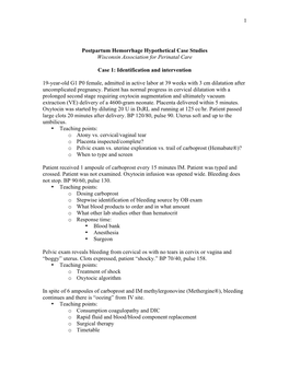 1 Postpartum Hemorrhage Hypothetical Case