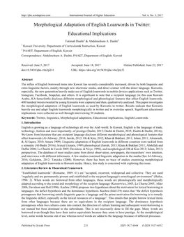 Morphological Adaptation of English Loanwords in Twitter: Educational Implications