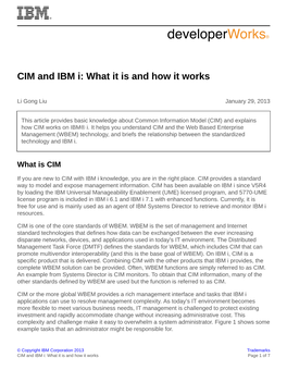 CIM and IBM I: What It Is and How It Works