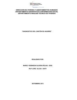 Direccion De Vivienda Y Asentamientos Humanos Departamento Diagnostico E Informacion Social Departamento Analisis Tecnico De Vivienda