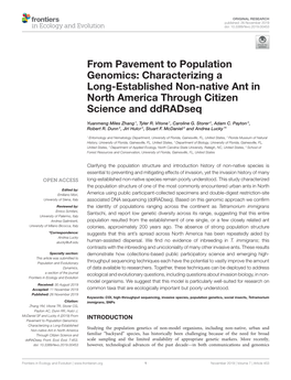 From Pavement to Population Genomics: Characterizing a Long-Established Non-Native Ant in North America Through Citizen Science and Ddradseq