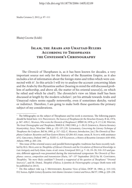 Islam, the Arabs and Umayyad Rulers According to Theophanes the Confessor’S Chronography