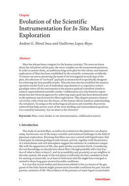 Evolution of the Scientific Instrumentation for in Situ Mars Exploration Andoni G