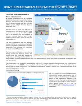 Joint Humanitarian and Early Recovery Updates (JHERU) Has Published Monthly the IDP Statistics Compiled by UNHCR from Government Source Data