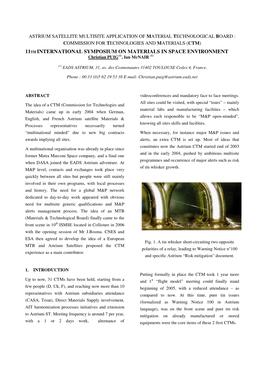 Astrium Satellite Multisite Application of Material Technological Board : Commission for Technologies and Materials (Ctm)