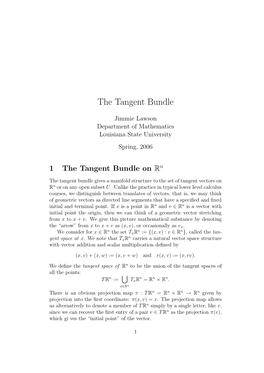 1 the Tangent Bundle on Rn