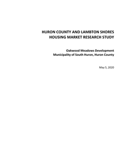 Huron County and Lambton Shores Housing Market Research Study