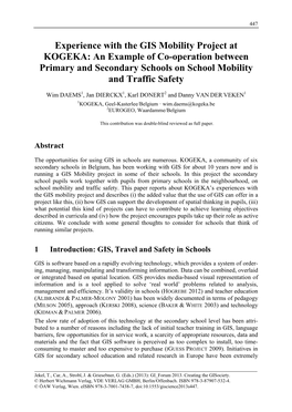 Experience with the GIS Mobility Project at KOGEKA: an Example of Co-Operation Between Primary and Secondary Schools on School Mobility and Traffic Safety