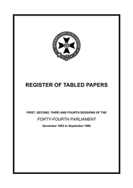 Register of Tabled Papers