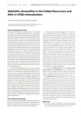 Ophiolitic Ultramafites in the Folldal-Reros T Ract, and Their Cr