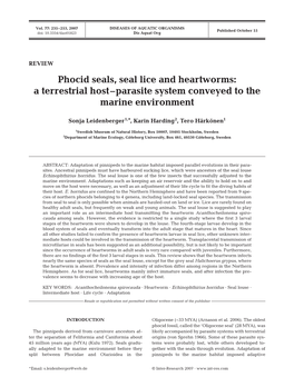 Phocid Seals, Seal Lice and Heartworms: a Terrestrial Host–Parasite System Conveyed to the Marine Environment