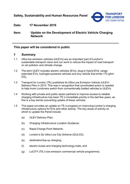 Update on the Development of Electric Vehicle Charging Network