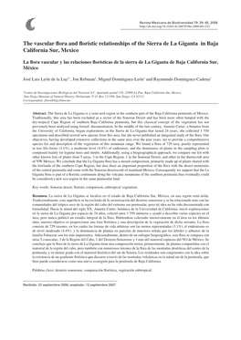 The Vascular Flora and Floristic Relationships of the Sierra De La