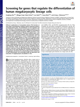 Screening for Genes That Regulate the Differentiation of Human Megakaryocytic Lineage Cells