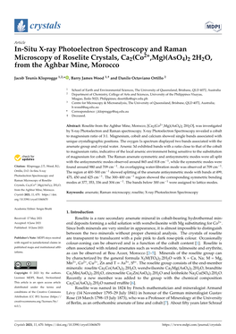 In-Situ X-Ray Photoelectron Spectroscopy and Raman Microscopy of Roselite Crystals, Ca2(Co2+,Mg)