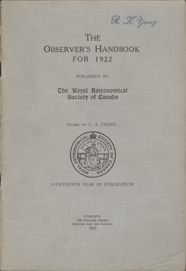 The Observer's Handbook for 1922