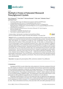 Multiple Forms of Saturated Monoacid Triacylglycerol Crystals