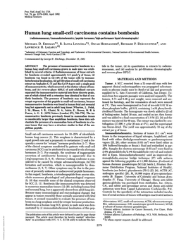 Human Lung Small-Cell Carcinoma Contains Bombesin (Radioimmunoassay/Immunohistochemistry/Peptide Hormones/High-Performance Liquid Chromatography) MICHAEL D