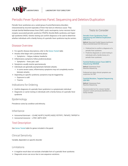 Periodic Fever Syndromes Panel, Sequencing and Deletion/Duplication