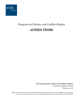 Afridi Tribe
