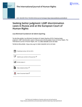 LGBT Discrimination Cases in Russia and at the European Court of Human Rights