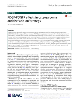 PDGF/PDGFR Effects in Osteosarcoma and the “Add-On” Strategy