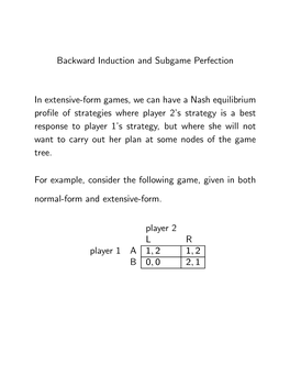 Backward Induction and Subgame Perfection in Extensive-Form Games