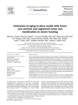 Evaluation of Aging in Place Model with Home Care Services and Registered Nurse Care Coordination in Senior Housing