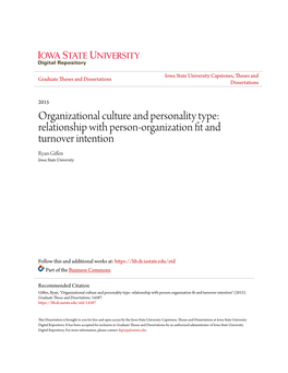 Relationship with Person-Organization Fit and Turnover Intention