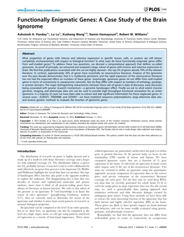 Functionally Enigmatic Genes: a Case Study of the Brain Ignorome