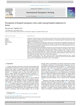 Perceptions of Hospital Emergency Color Codes Among Hospital