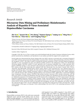 Microarray Data Mining and Preliminary Bioinformatics Analysis of Hepatitis D Virus-Associated Hepatocellular Carcinoma