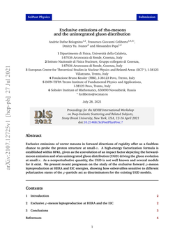 Exclusive Emissions of Rho-Mesons and the Unintegrated Gluon Distribution