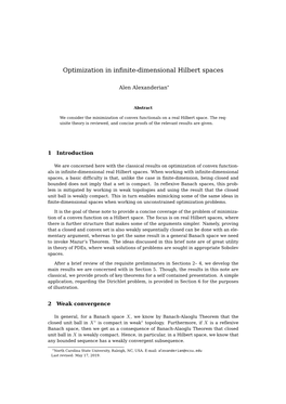 Optimization in Infinite-Dimensional Hilbert Spaces