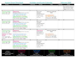 Paxton Green Time Bank Activities and Events Calendar February 2020